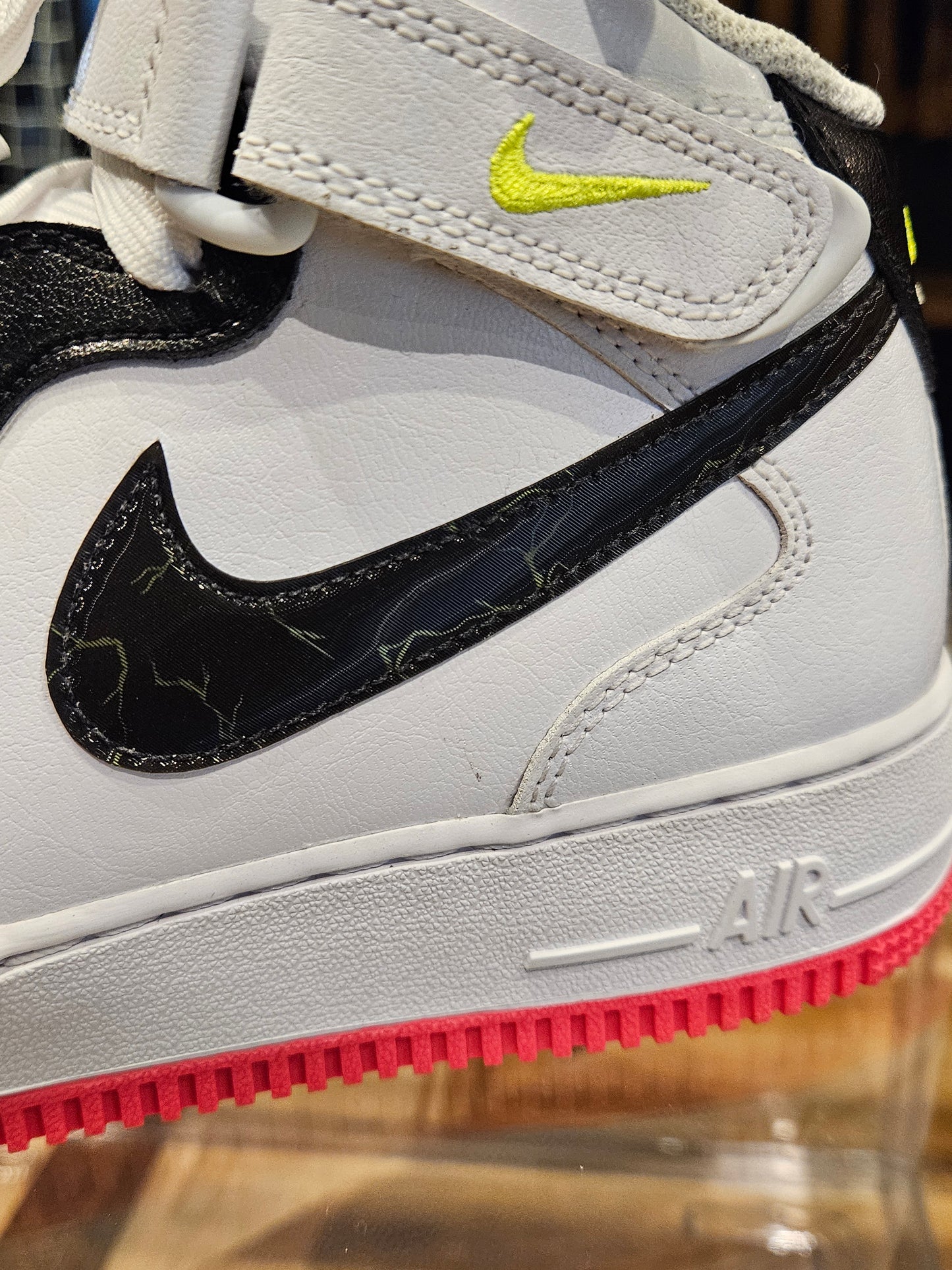 Nike Air Force 1 07' Mid, White/Black/Volt/Hyper Pink Sneakers - SIZE 7.5 Women