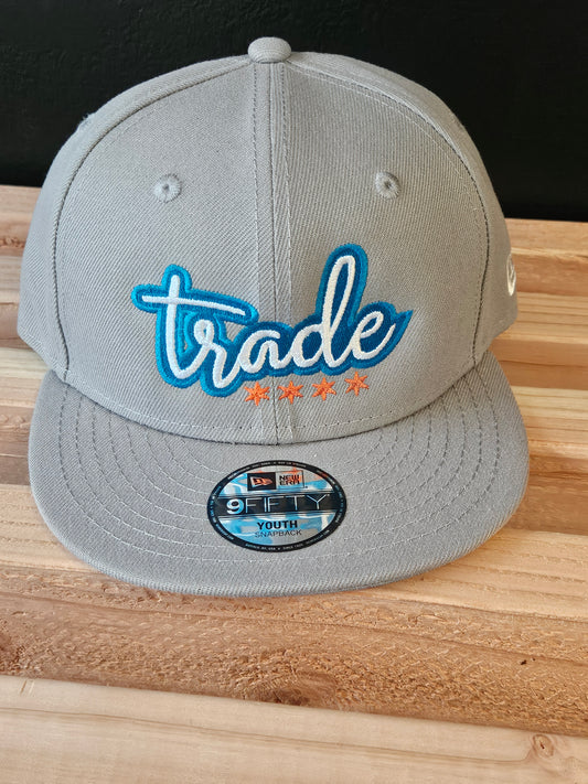 Trade Embroidered New Era Custom Kids 9FIFTY Baseball Cap - Grey - Adjustable