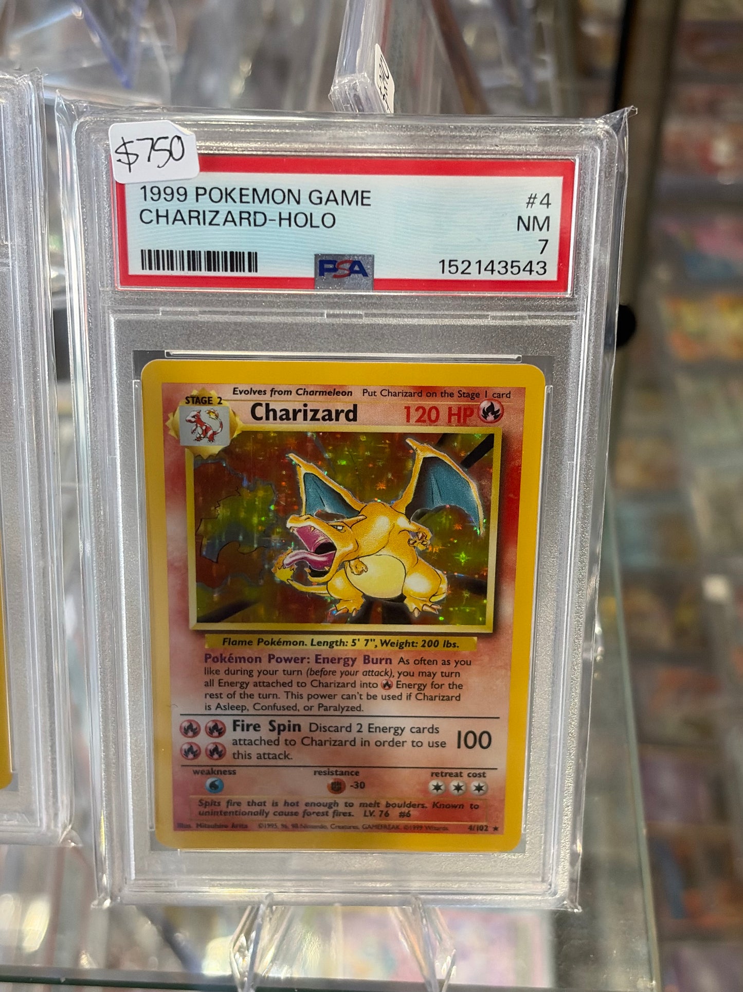 1999 Pokemon Game Base Set #004 Charizard Holo PSA 8 & PSA 7 Lot
